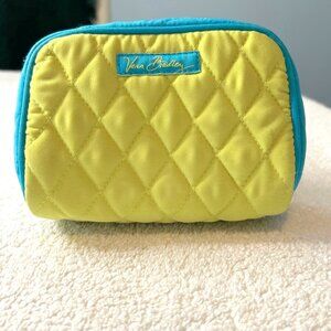 Vera Bradley qulted key lime/turquoise zip vanity case